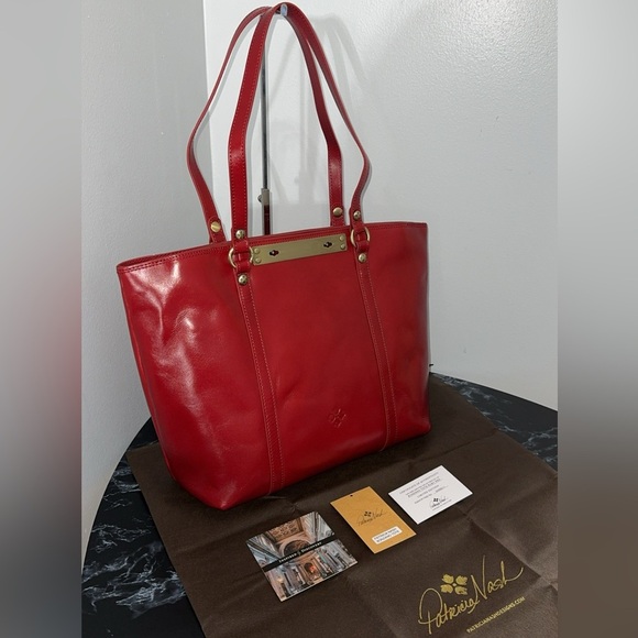 PATRICIA NASH Discovery Leather Bonzano Tote Ruby Red Large Bag AUTHENTIC NWT - Picture 3 of 14